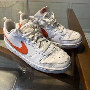 Nike All Day Play White Orange Sneakers Shoes Kids Youth Size 7Y